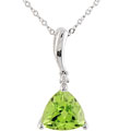 10k White Gold Trillian Peridot Diamond Necklace