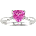 10k White Gold Created Pink Sapphire Ring