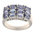 Sterling Silver and Tanzanite Wide Band Ring