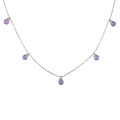 10k White Gold Briolette Drop Amethyst Necklace