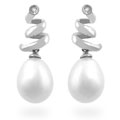 14k White Gold Freshwater Pearl Drop Earrings