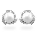 14k White Gold Freshwater Pearl Stud Earrings