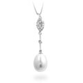 14k White Gold Freshwater Pearl Diamond Necklace