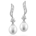 14k Gold FW Pearl and 1/6ct TDW Diamond Earrings