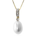 14k Gold Freshwater Pearl and Diamond Necklace
