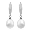 14K White Gold Freshwater Pearl Drop Earrings