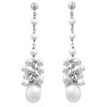 14k White Gold Freshwater Pearl Dangling Earrings