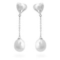 14k Gold Freshwater Pearl with Heart Earrings