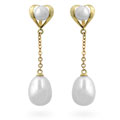 14k Gold Freshwater Pearls with Heart Earrings