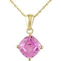 10k Yellow Gold Created Pink Sapphire Necklace