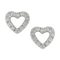 10k White Gold 1/10ct TDW Diamond Heart Earrings