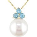 10k Yellow Gold Blue Topaz and Pearl Necklace