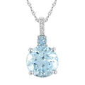 10k White Gold Blue Topaz Diamond Necklace