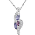 10k White Gold Gemstone and Diamond Necklace