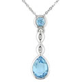 10k White Gold Diamond Blue Topaz Pendant