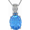 10k White Gold Blue Topaz and Diamond Necklace