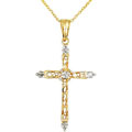 10k Yellow Gold Diamond Cross Necklace