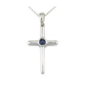 10k White Gold Sapphire Cross Necklace