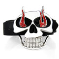 White and Red Iced Smoke Eye Skull Belt Buckle