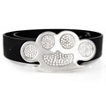 Iced Out Silver Unisex Brass Knuckle Belt Buckle