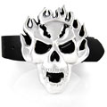 Fanged Skull and Firey Flame Unisex Belt Buckle