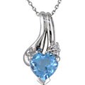 10k Gold Blue Topaz Diamond Heart Necklace