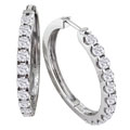14k White Gold 3/4ct TDW Diamond Hoop Earrings ( J-K, I2)