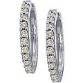 14k White Gold 1ct TDW Diamond Hoop Earrings (J-K, I2 )