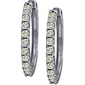 14k White Gold 1 1/2ct TDW Diamond Hoop Earrings ( J-K, I2 )