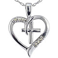 10k Gold Cross in Heart Diamond Accent Necklace