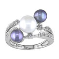 10k Gold Freshwater Pearl 1/6ct TDW Diamond Ring