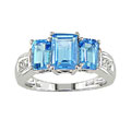10k White Gold Blue Topaz Diamond Ring