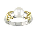 10k Two-tone Gold Akoya Pearl Ring