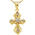 10k Yellow Gold 1/10ct TDW Diamond Cross Necklace