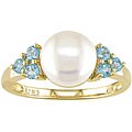 10k Gold Freshwater Pearl and Blue Topaz Ring