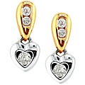 14k Gold 1/5ct TDW Diamond Heart Dangle Earrings (J/K, I2/I3)