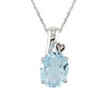 10k White Gold Blue Topaz and Diamond Necklace