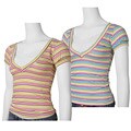 Finesse Candy Stripe Cap Sleeve V-neck Top