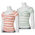 Finesse Stripe Cap Sleeves Scoop Neck Top