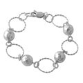 Sterling Silver Italian Disco Ball/ Rolo Bracelet