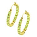 14k Yellow Gold Peridot Inside-outside Hoops