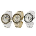 Geneva Platinum Beaded Bezel Cuff Watch