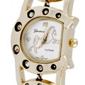 Geneva Platinum Gold Horseshoe Link Cuff Watch