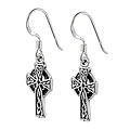 Sterling Silver Small Celtic Cross Earrings (19.3 mm Hx 9.7 mm W)