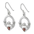 Sterling Silver Claddagh Earrings with Pink Hearts