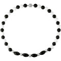 Sterling Silver Agate Cubic Zirconia Bead Necklace