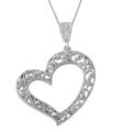 Sterling Silver Blooming Filigree Heart Necklace