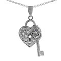 Sterling Silver CZ Pave Heart Shaped Lock and Key