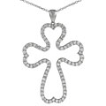 Sterling Silver CZ Wavy Cross Pendant