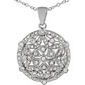 Sterling Silver CZ Round Flower Pendant